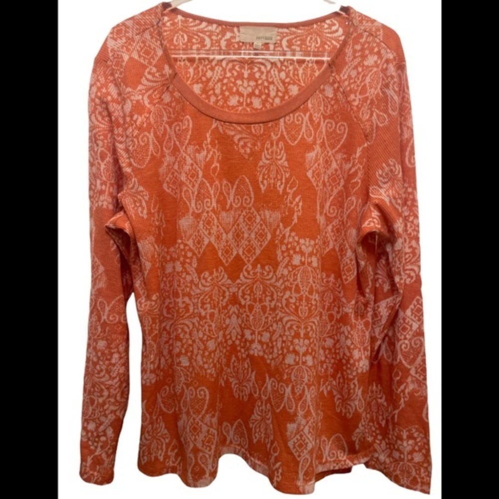 Dept 222 Coral and White Long Sleeved Top Size Xl